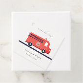 Chic Red Navy Fire Truck Engine Baby shower Bedankjes Labels (In situ)