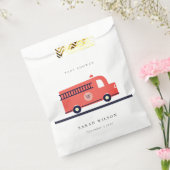Chic Red Navy Fire Truck Engine Baby shower Bedankzakje (Gezegeld)