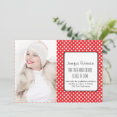 Chic Red Polka Dots Afstuderen Kaart (Staand voorkant)