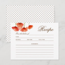 Chic Red Poppy Flowers Vrijgezellenfeest Recipcard Kaart