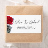 Chic Red roos. Etiket voor de bruinbruiloft (Insitu)