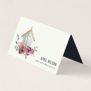 CHIC RED ROSE FLORAL WOOD HOME BED BED BREAKFAST VISITEKAARTJES