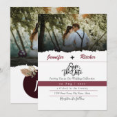 Chic Red Ruby save the date, plaats jouw foto Kaart (Voorkant / Achterkant)