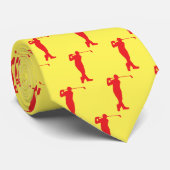 Chic Red Sports Golfer Silhouette Stropdas (Opgerold)