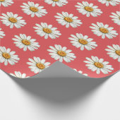Chic Red White Daisy Flowers Birthday Cadeaupapier (Hoek)