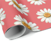 Chic Red White Daisy Flowers Birthday Cadeaupapier (Rol Hoek)