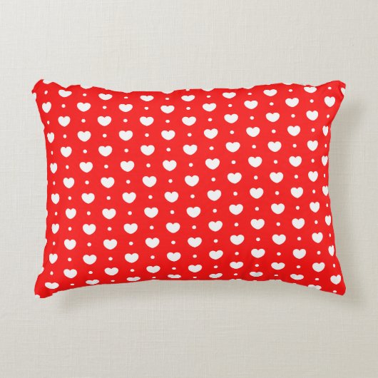 Chic Red White Hearts Motif Accent Coussin (Devant)