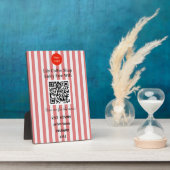 Chic Red & White Stripes QR Code Wifi Fotoplaat (Zijkant)