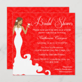 Chic Red Wine Damask Bridal Shower Invitation (Devant / Derrière)