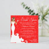 Chic Red Wine Damask Bridal Shower Invitation (Debout devant)