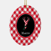 Chic Reindeer Red & White gepersonaliseerd Keramisch Ornament (Rechts)