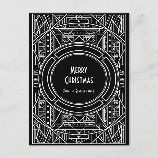 Chic retro art deco Merry kerst Briefkaart (Voorkant)