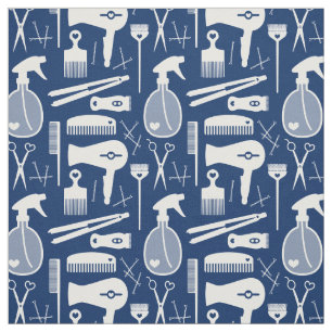 Chic Retro Deep Blue & White Hair Salon Tools Stof
