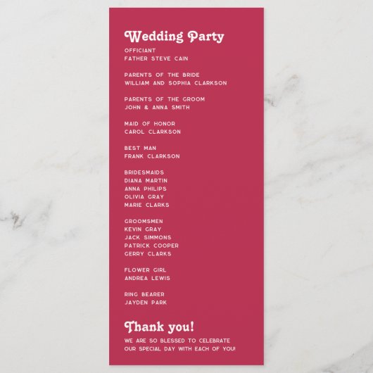 Chic Retro Été rose Monogramme Programme de mariag (Dos)