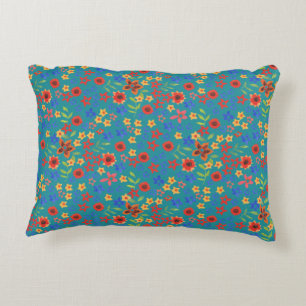 Chic Retro Floral Imprimer sur Coussin Accent Turq
