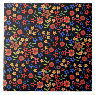 Chic Retro Floral Print Custom Ceramic Tegel Tegeltje