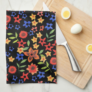 Chic Retro Floral Print Custom Kitchen Towel Theedoek