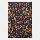 Chic Retro Floral Print Custom Kitchen Towel Theedoek (Verticaal)