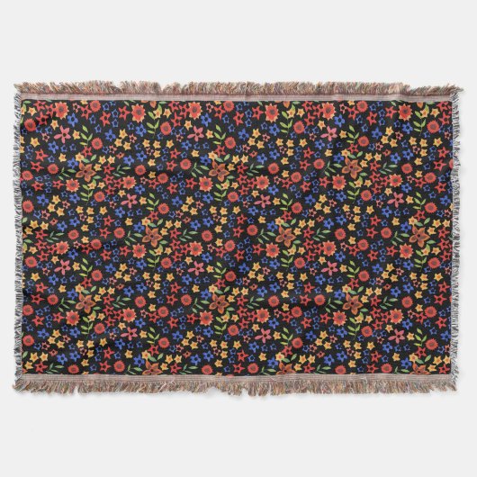 Chic Retro Floral Print Custom Throw Blanket Deken (Voorkant)