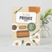 Chic Retro Girls’ Private Party Uitnodiging (Staand voorkant)