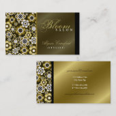 Chic Retro Golden Blooms Flower Power Card Visitekaartje (Voorkant / Achterkant)