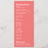 Chic Retro Koraal Roze Monogram Trouwprogramma Programma (Achterkant)