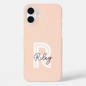 Chic Retro Monogram Script Blush Pink Schattige Tr Case-Mate iPhone Case (Achterkant)