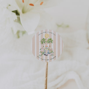 Chic Retro Palm Springs Baby Shower Favoriet Ronde Sticker
