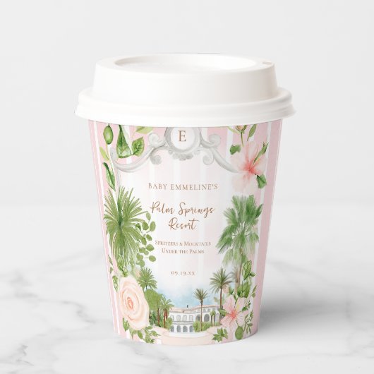 Chic Retro Palm Springs | Baby Shower Papieren Bekers (Voorkant)