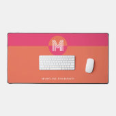 Chic Rétro Rose Orange Géométrique Monogramme Mode (Clavier et souris)
