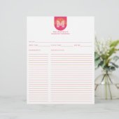 Chic Retro Roze Sinaasappel Geometrische Monogram  (Staand voorkant)