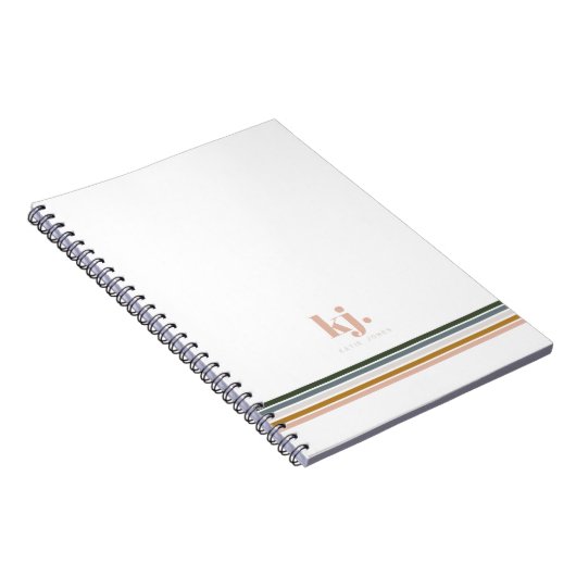 Chic Retro Stripes Monogram Carnet Journal (Côté Droit)