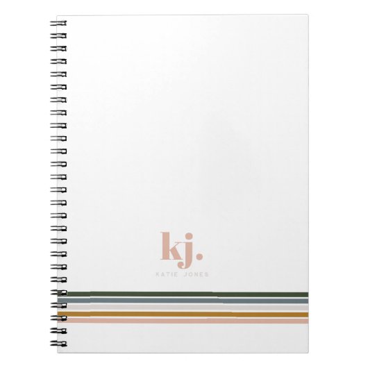Chic Retro Stripes Monogram Carnet Journal (Devant)