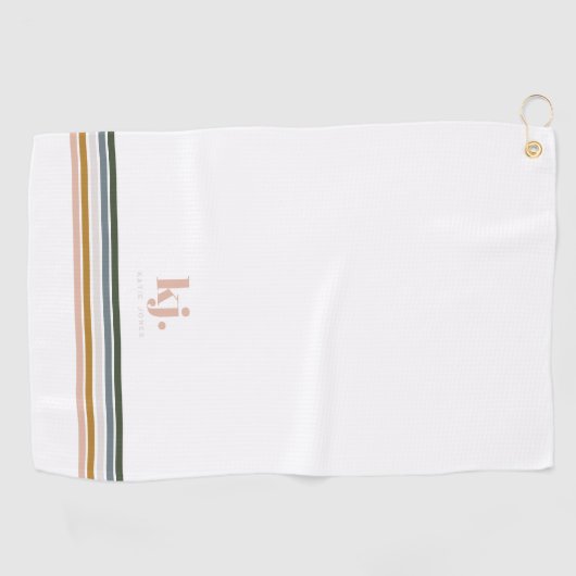 Chic Retro Stripes Monogram Golf Serviette (Horizontal)