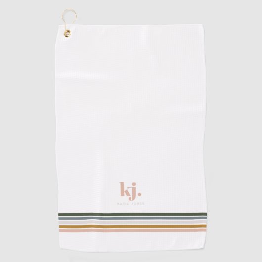 Chic Retro Stripes Monogram Golf Serviette (Devant)