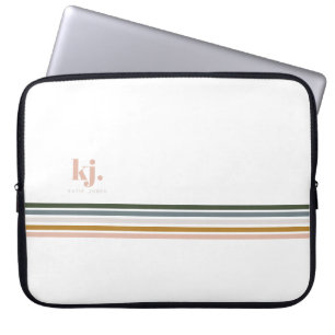Chic Retro Stripes Monogram laptophoes Laptop Sleeve