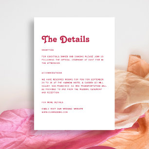 Chic Retro Summer Bright Hot Pink Wedding Details Informatiekaartje