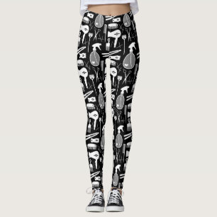Chic Retro Zwart & Wit Haar Salon Gereedschap Patr Leggings