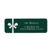 Chic Ribbon Bow Pine Green Minimalist Kerstmis Etiket (Voorkant)