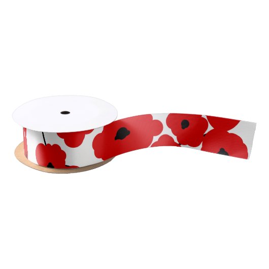 CHIC RIBBON_MOD RED & BLACK POPPIES LINT (Spoel)