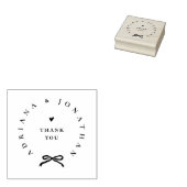 Chic Ribbon Round Elegant Wedding Thank You Rubberstempel (Gestempeld)