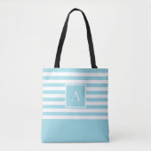 CHIC ROBIN EGG WHITE STRIPE Square Letter Monogram Draagtas (Voorkant)