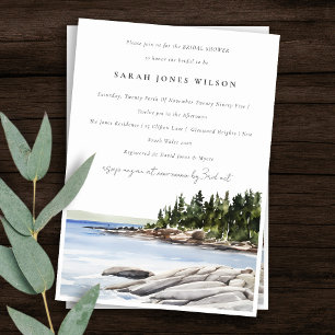 Chic Rocky Pine Mountain Seascape Vrijgezellenfees Kaart
