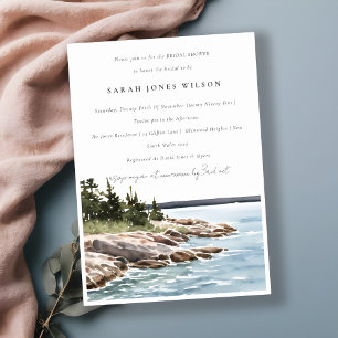 Chic Rocky Pine Mountain Seascape Vrijgezellenfees Kaart