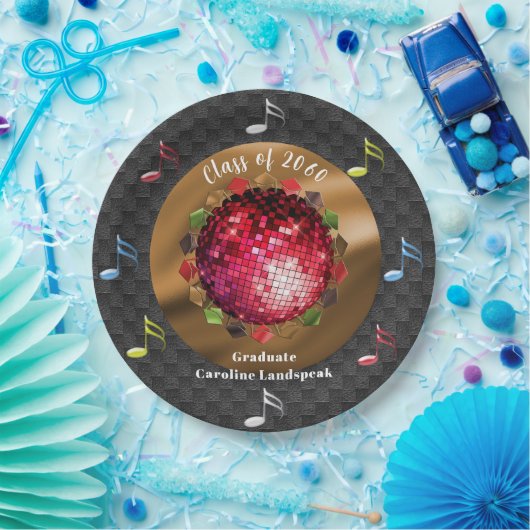 Chic Rode Disco Bal Afstudeerfeest Papieren Bordje (Feest)