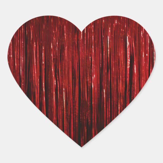 Chic rode glansstrepen hart sticker (Voorkant)