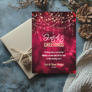 Chic rode glitter licht Kerstmis Nieuwjaar groeten Kaart