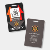 Chic Rode Richtingspijlen Beveiligingsfoto Sjabloo Badge (Voor- en achterkant)