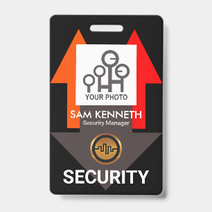 Chic Rode Richtingspijlen Beveiligingsfoto Sjabloo Badge