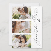 Chic Romantic 3 Photos Wedding Trendy Engagement Save The Date (Voorkant)